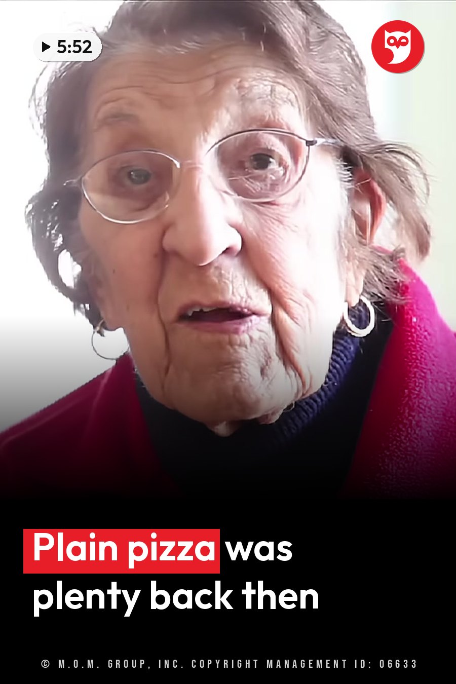 Clara, wearing glasses and hoop earrings, speaks in a red jacket over a dark turtleneck. A headline runs in white letters across the lower third.