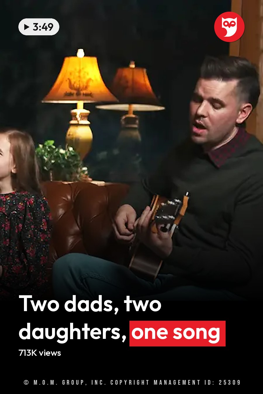 A cozy indoor living room scene with a family with adults in spring or summer attire, rustic furniture, and warm lighting. The headline runs in white letters across the lower third.
