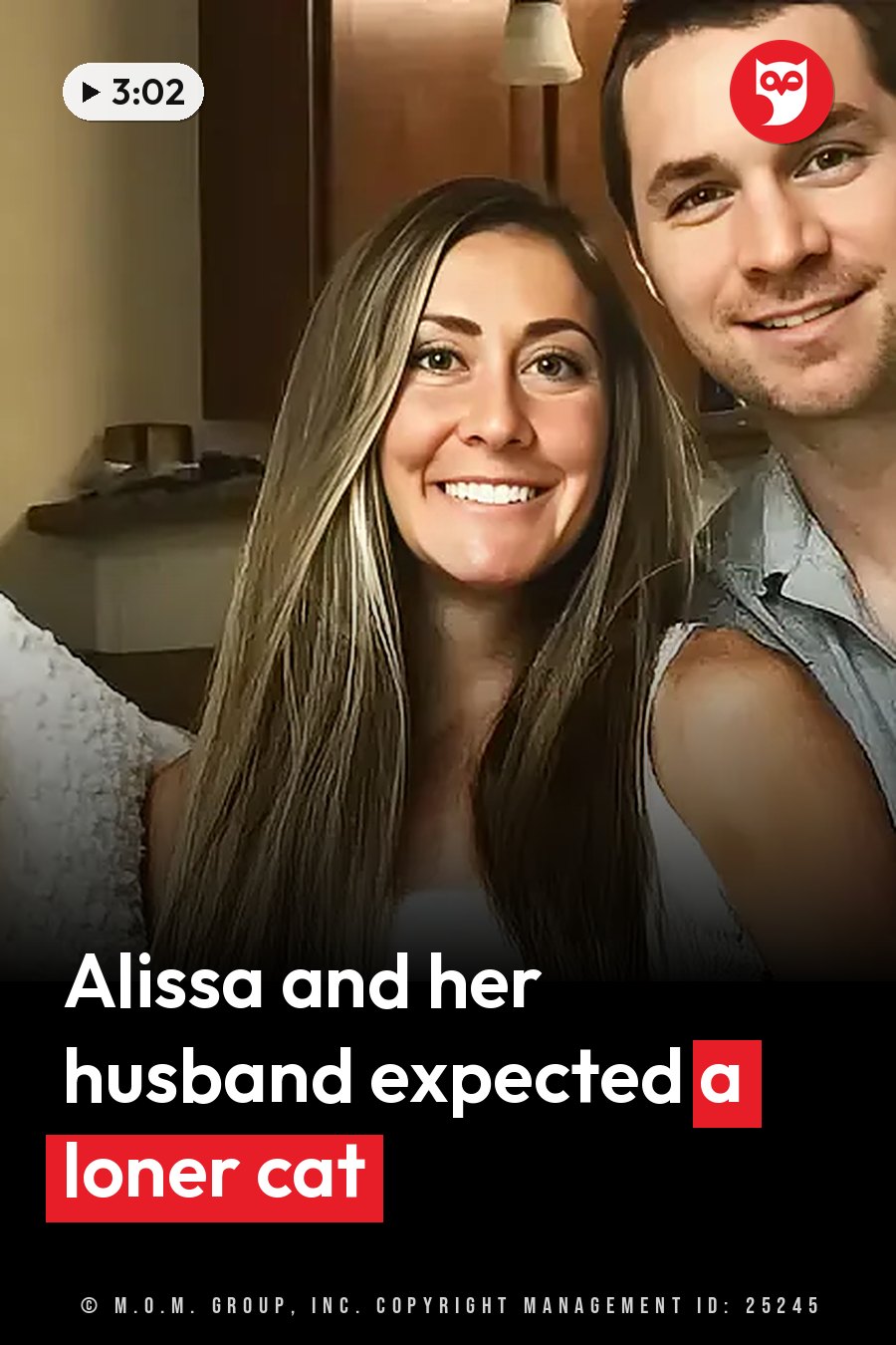 Alissa and her husband smile with their heads close together indoors in warm light. A headline runs in white letters across the lower third.