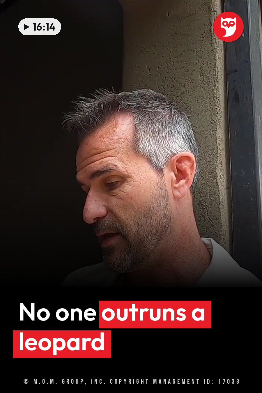 Kevin Richardson, a man with gray hair and a beard, stands near a wall and looks down. A headline runs in white letters across the lower third.