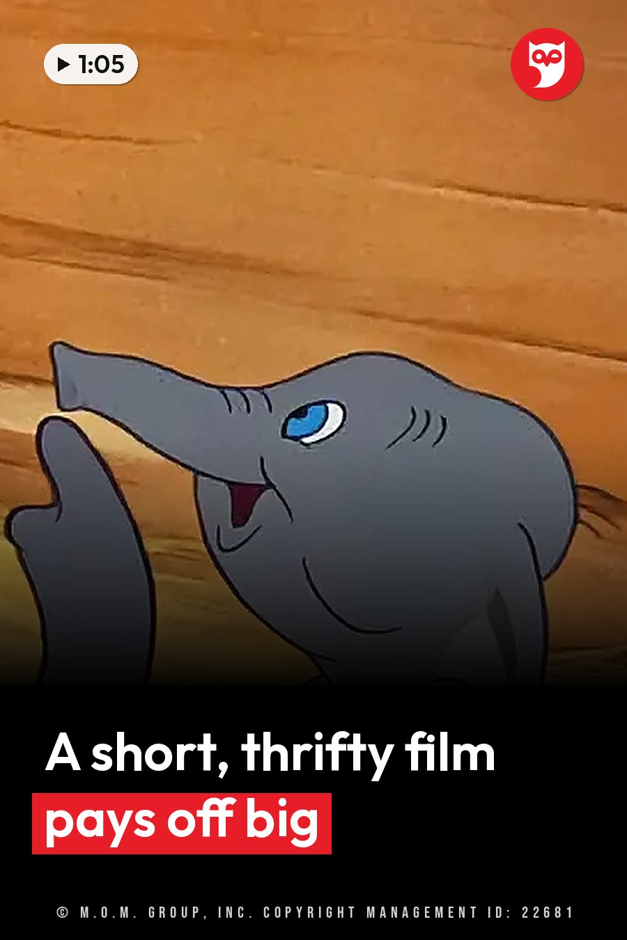 A gray cartoon elephant with a blue eye smiles and raises his trunk in front of a wooden background. A headline runs in white letters across the lower third.