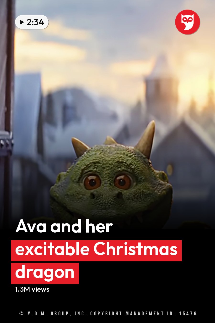 A young girl in an indoor winter scene holding a golden-handled object near a window showing a snowy landscape outside. The headline runs in white letters across the lower third.