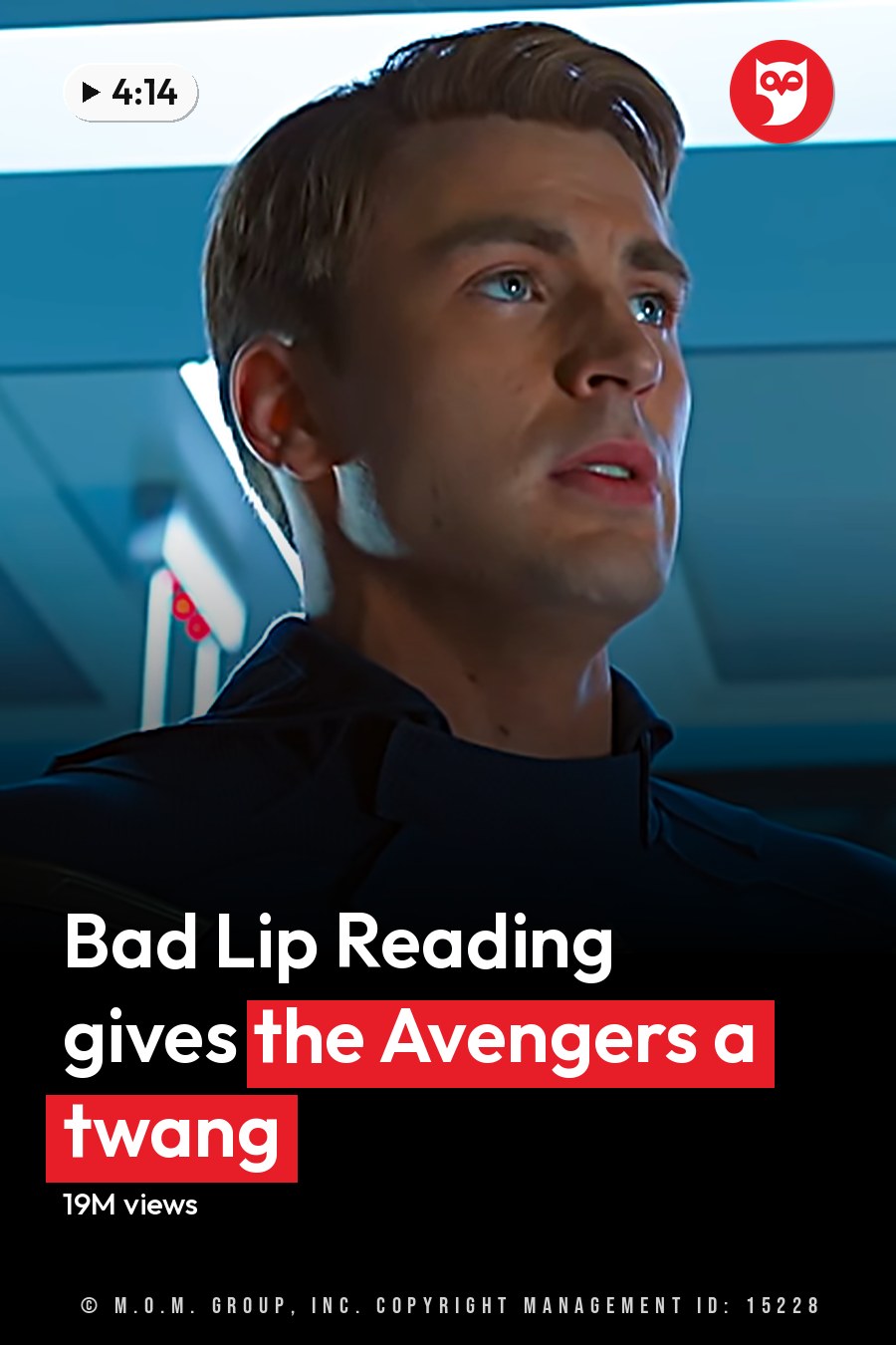 A superhero in a blue costume with silver star emblem, standing inside a high-tech facility. The headline runs in white letters across the lower third.