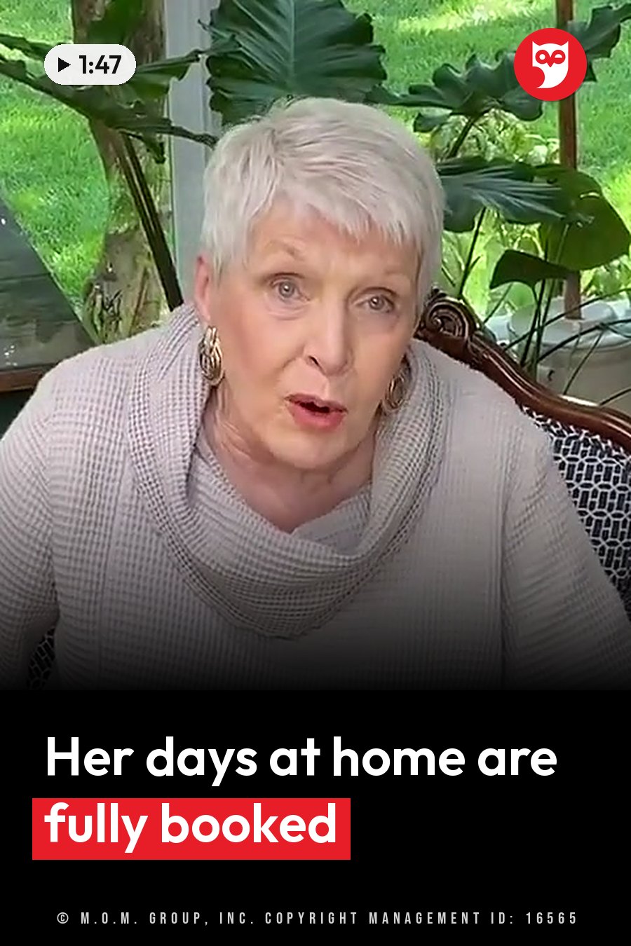 Jeanne Robertson, with short white hair and a light cowl-neck sweater, talks while sitting indoors. A headline runs in white letters across the lower third.