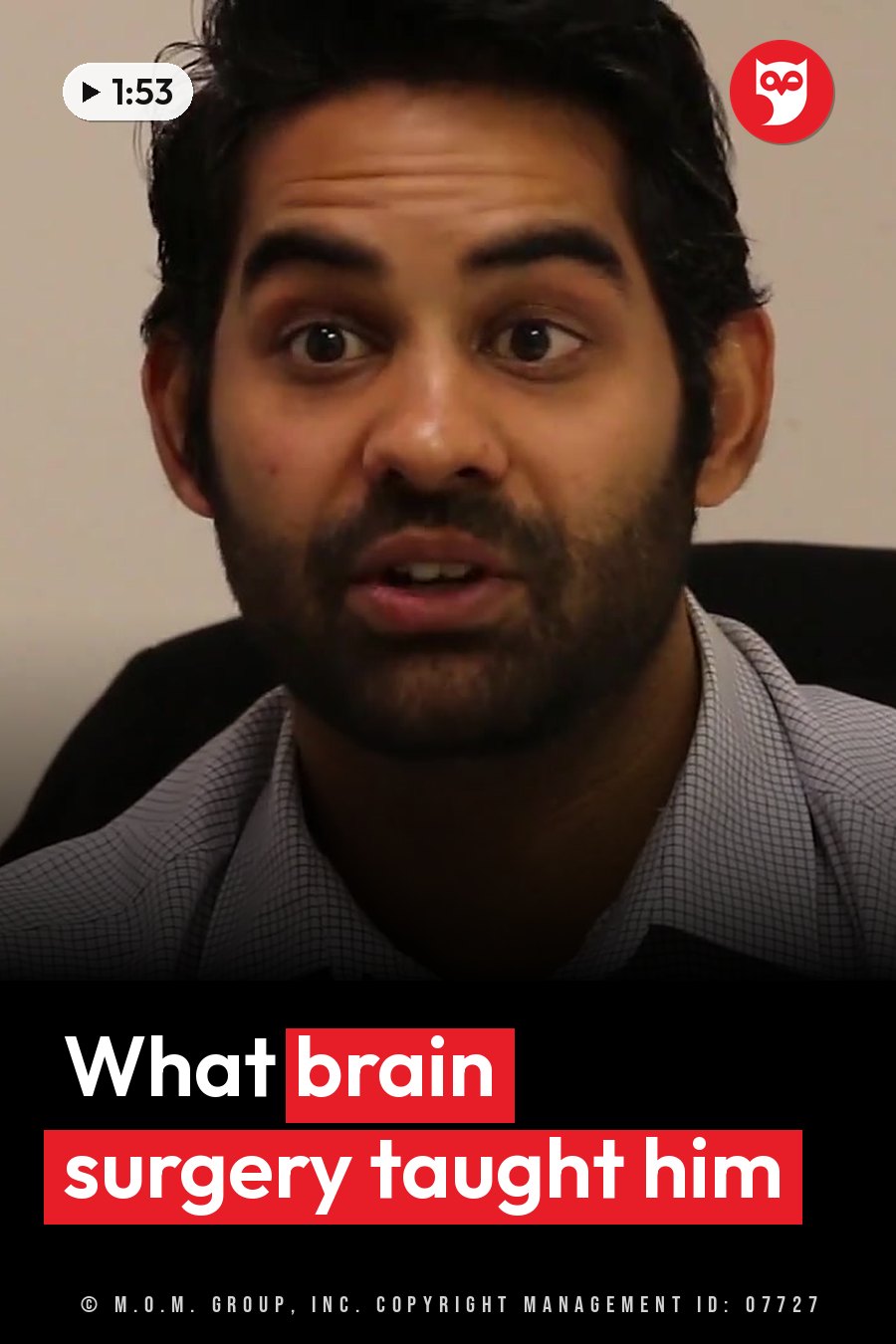 Akash Kalia, in a checkered shirt, looks ahead with his mouth slightly open. A headline runs in white letters across the lower third.