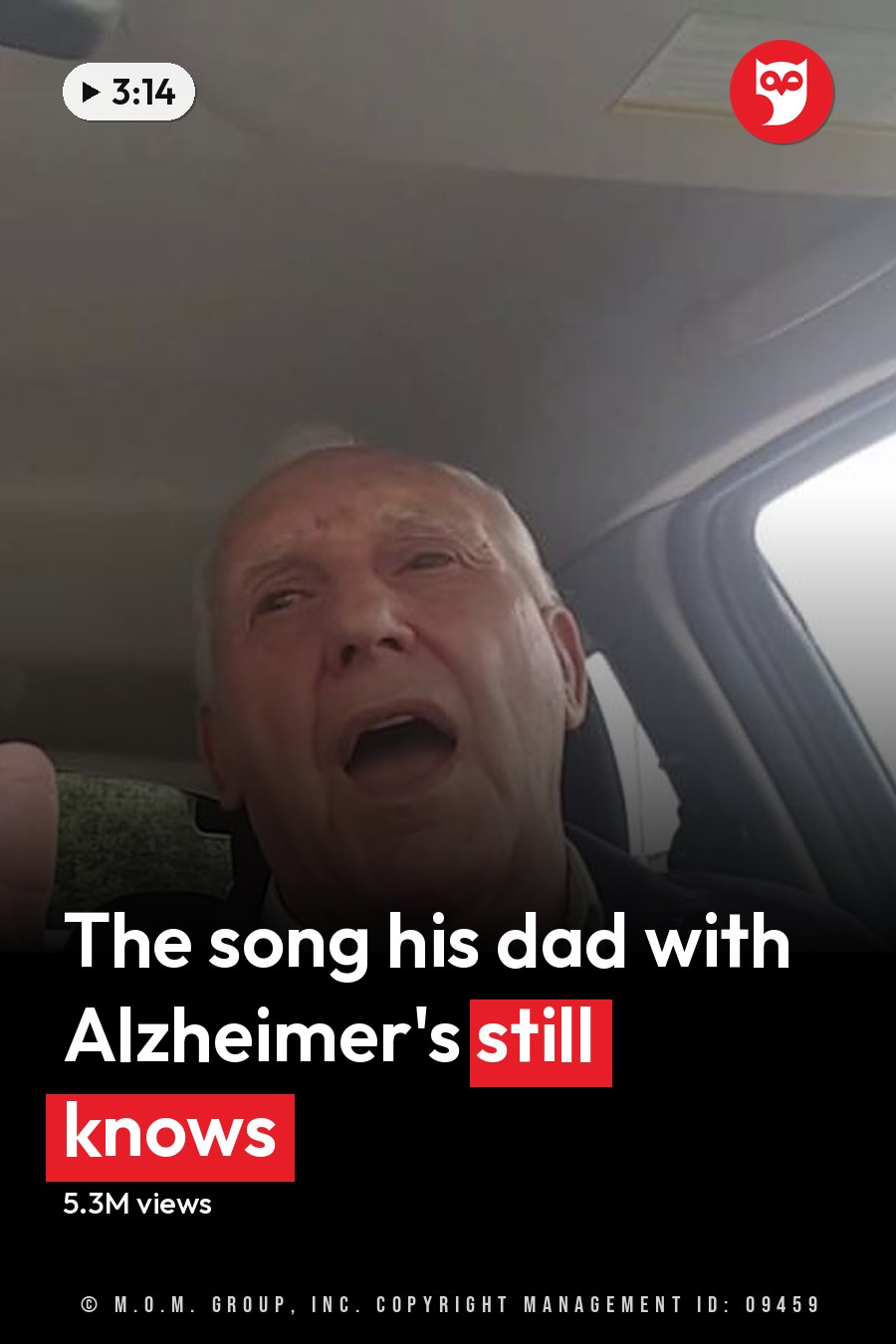 An older adult male passenger in a dark blue zip-up jacket sits beside a middle-aged man wearing a white t-shirt with a gold chain necklace, inside a car on an outdoor road with green trees visible through the windows. The headline runs in white letters across the lower third.