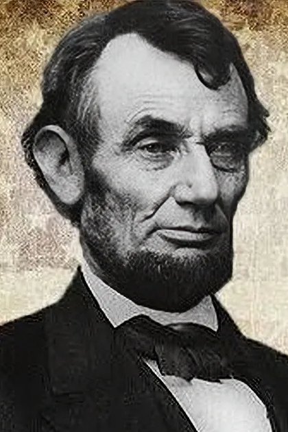 A historical scene with two U.S. presidents, one dressed in a mid-19th-century black suit and bow tie, the other in early 18th-century attire with a white cravat or high-collared shirt, against a textured parchment-like background.