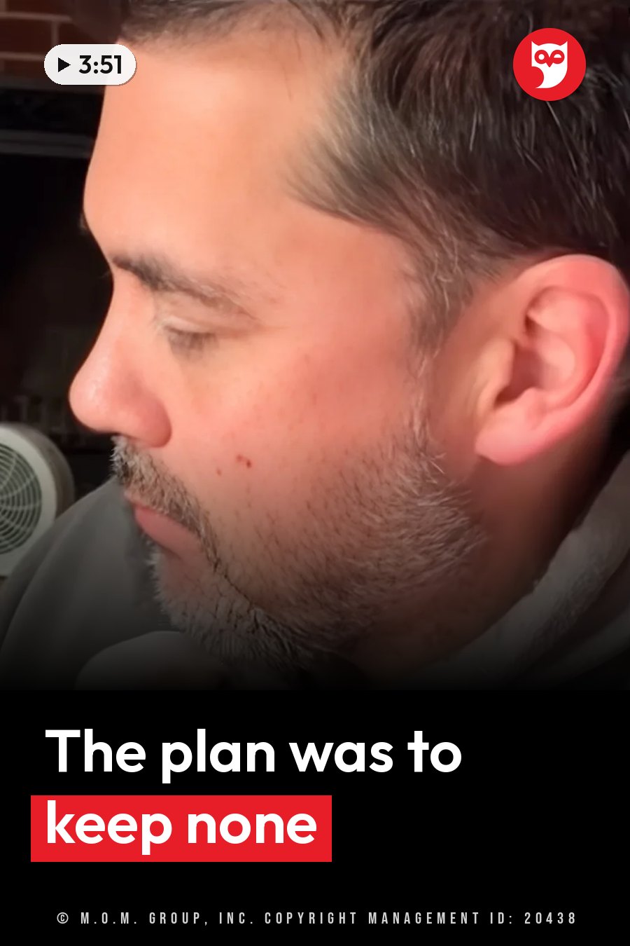 A man with short dark hair and a light beard, eyes closed, wears a white hooded top. A headline runs in white letters across the lower third.