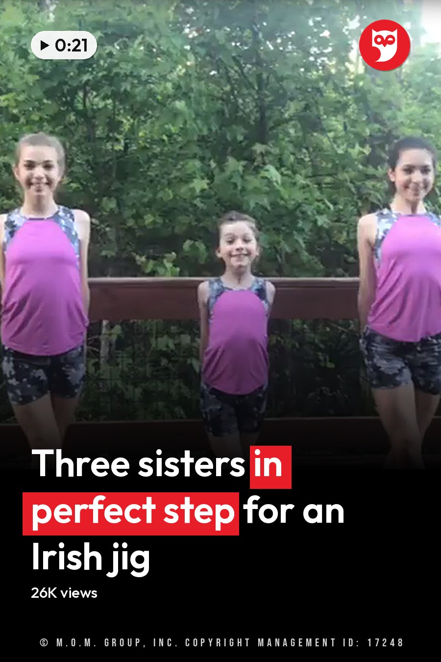 Three young female children in a wooded outdoor setting with lush greenery and natural light filtering through the trees. The headline runs in white letters across the lower third.