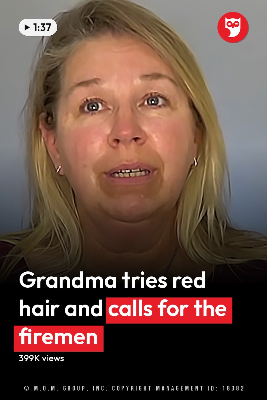 Middle-aged adult female wearing a maroon, long-sleeved, scoop-neck, relaxed-fit top with a small black microphone necklace and earrings against a neutral gray or light blue wall indoors. The headline runs in white letters across the lower third.